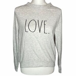 NWOT Rae Dunn Love fleece-lined gray sweatshirt XS